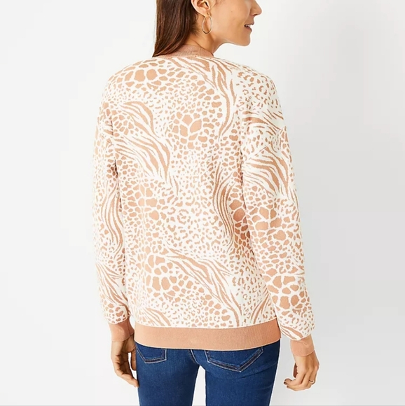 NWOT Ann Taylor Mixed Animal Print Boyfriend Cardigan Sweater - Picture 6 of 9